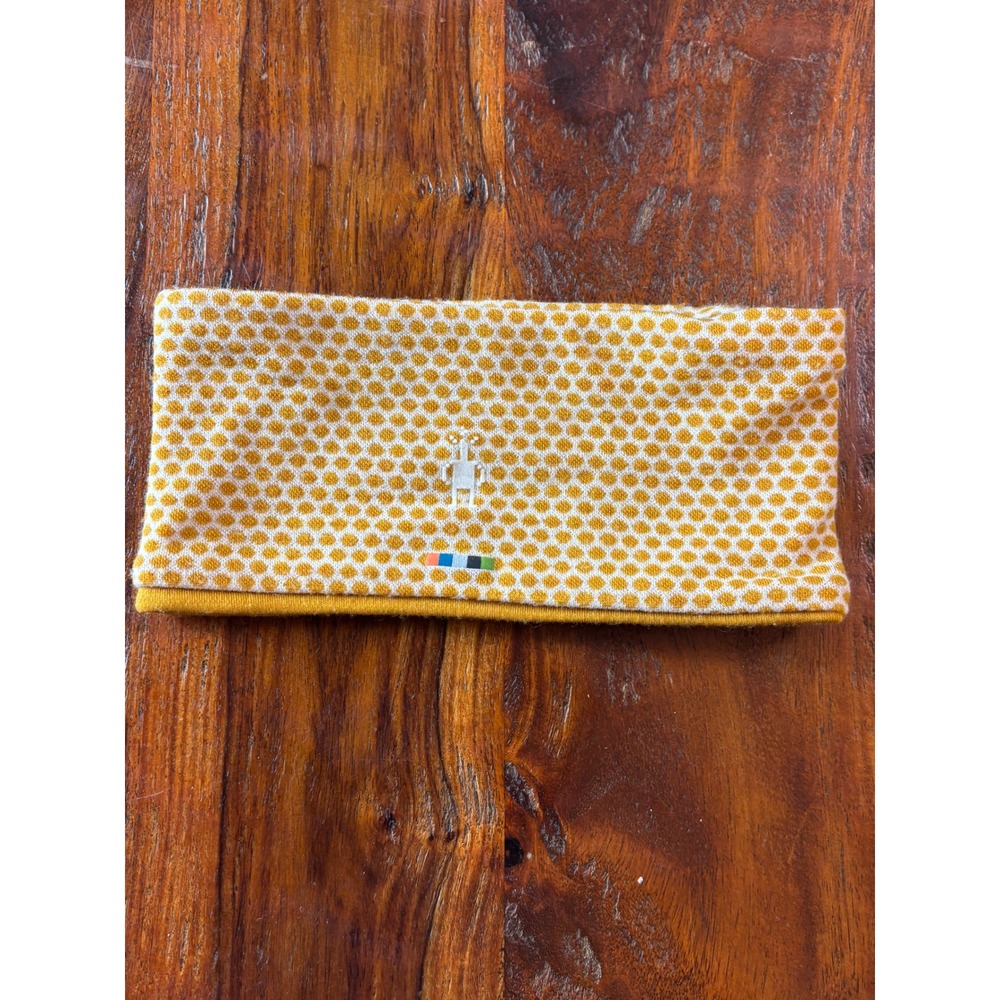 Smartwool Merino Wool Reversible Headband Mustard Yellow Honeycomb Dot Pattern
